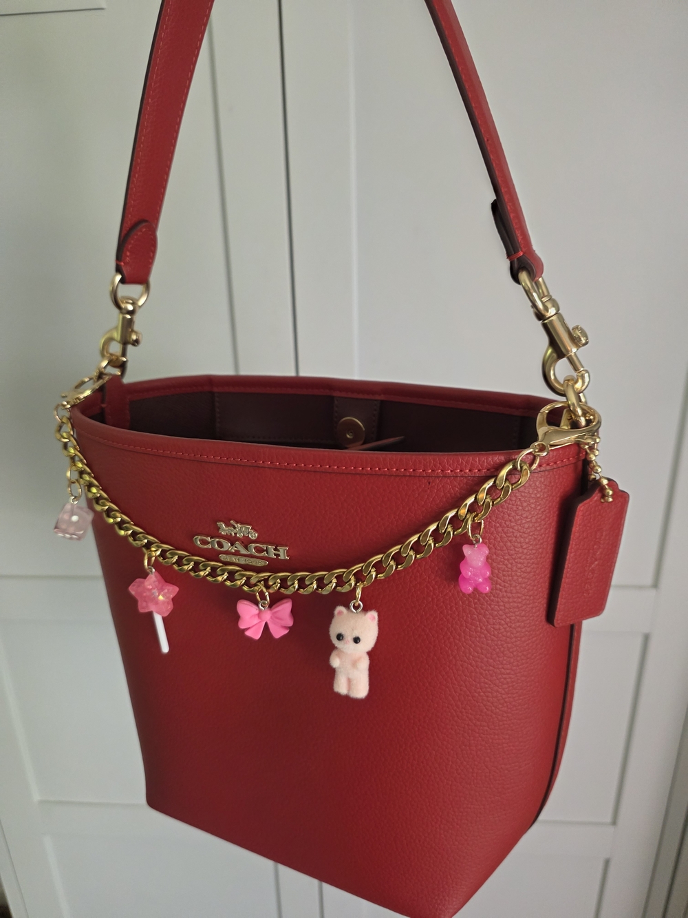 Handmade Cute Charm Chain For Purse Pink And Gold Tone